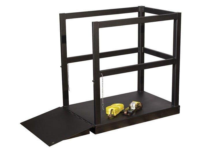 Steel End Loaded (6) Gas Cylinder Forklift Pallet with Ramp - 2400lb Capacity 