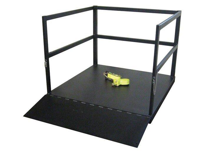 Steel End Loaded (21) Gas Cylinder Forklift Pallet w/ Firewall and Ramp - 6000lb Capacity 