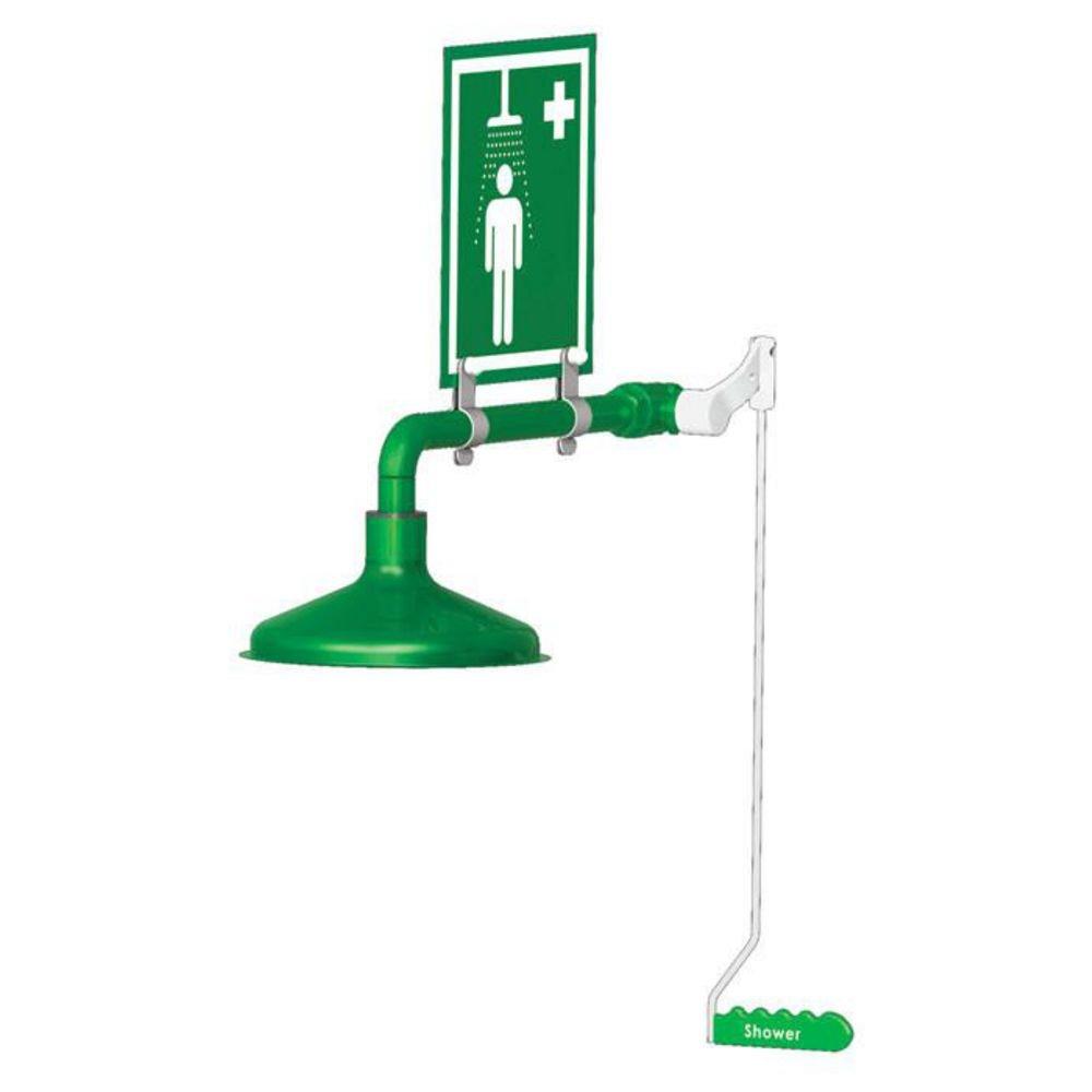Justrite Green 316L Stainless Steel Ring Main Drench Shower in Green Powder Coat 