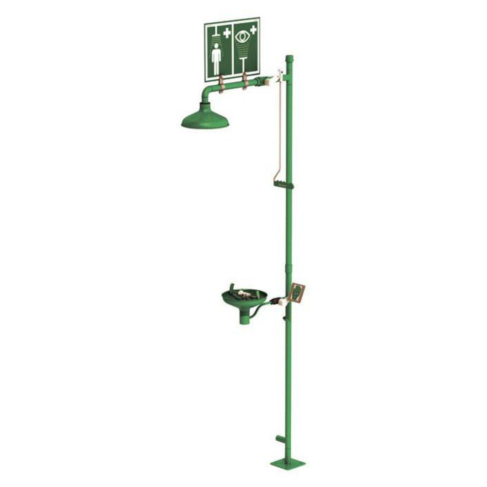 Justrite Green 316L Stainless Steel Floor Mount Combination Shower in Green Powder Coat 