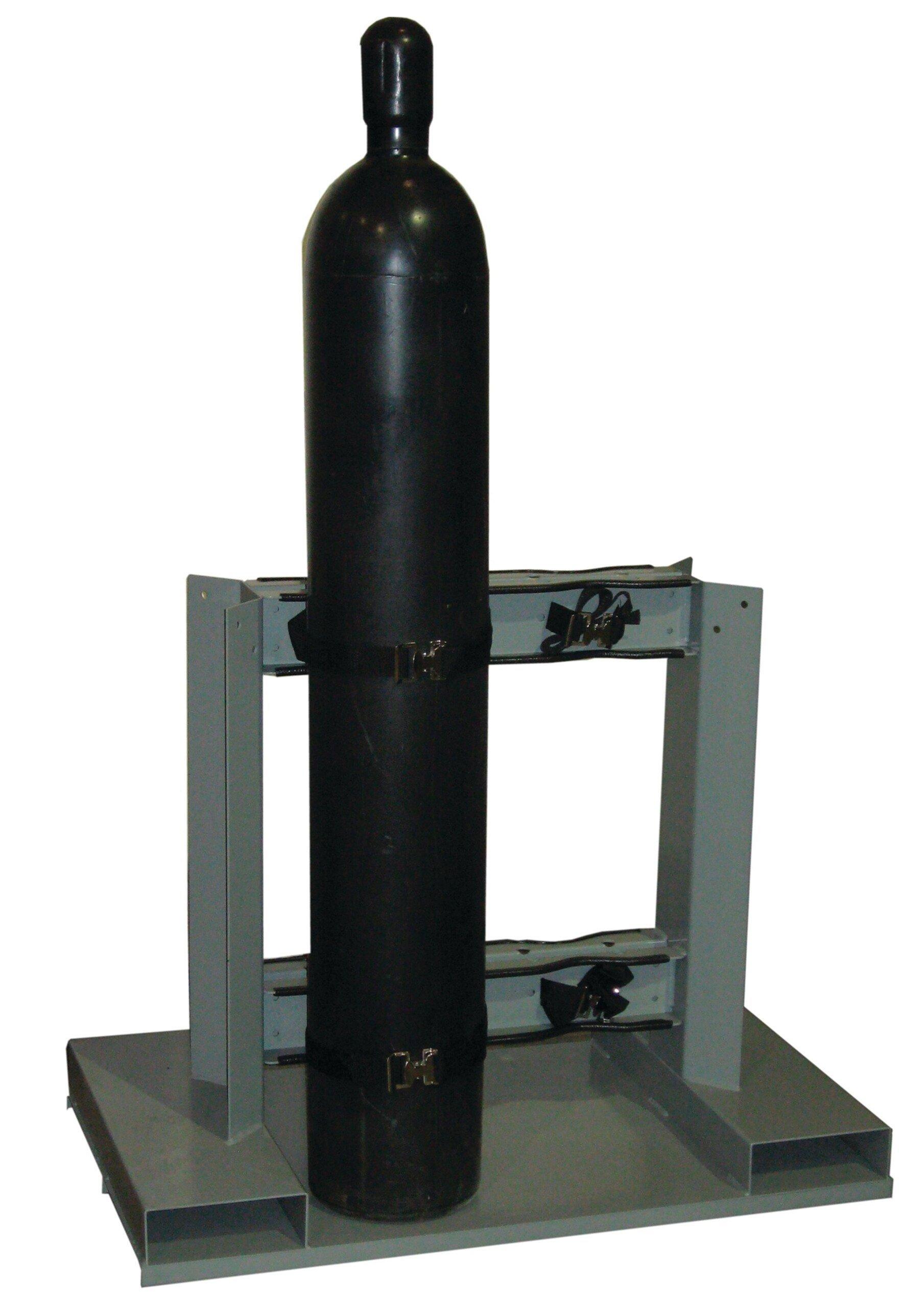 Low Profile Steel (4) Cylinder Individually Secured Gas Cylinder Forklift Pallet - 1200lb Capacity 