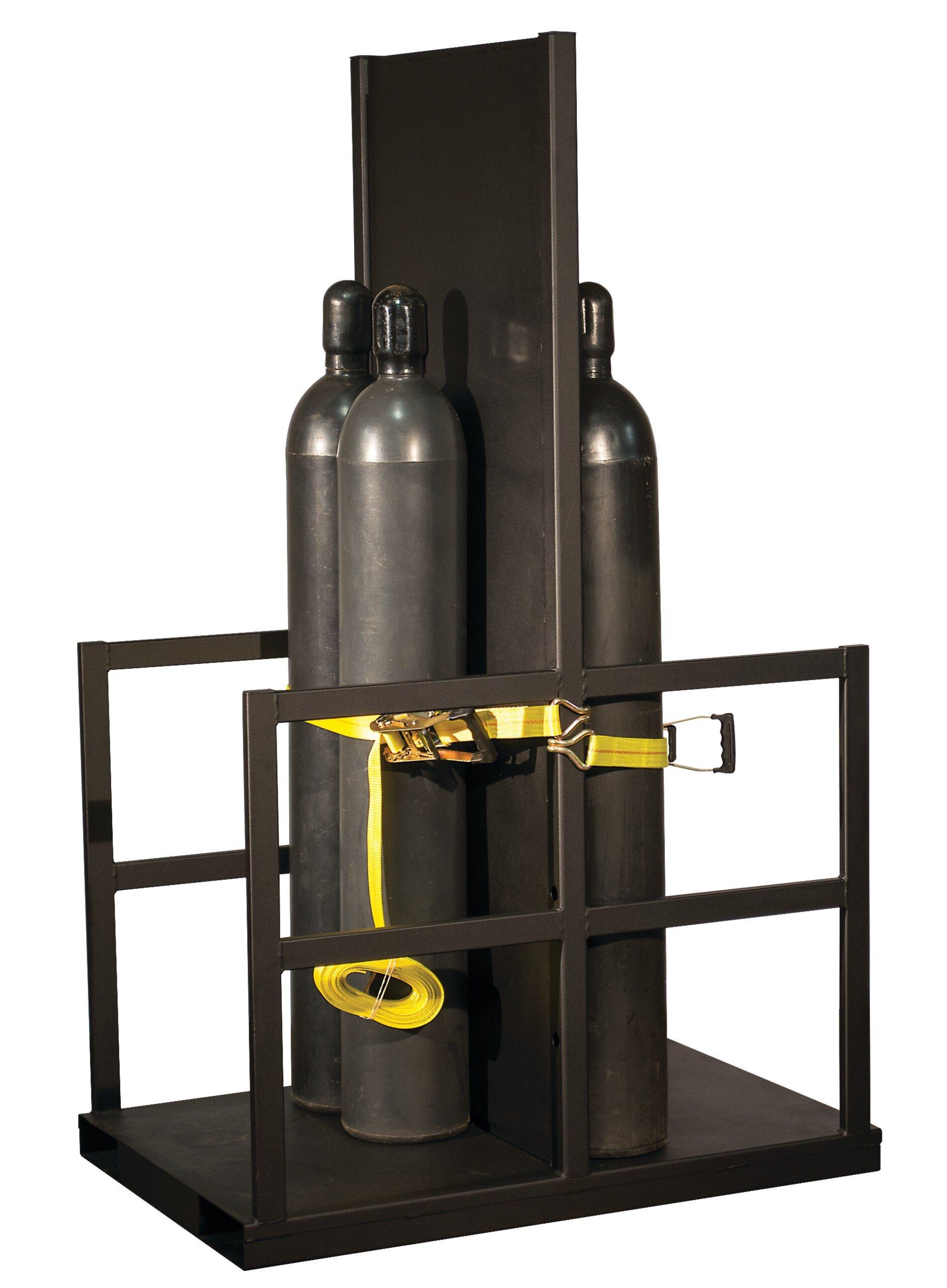 Steel (12) Gas Cylinder Forklift Pallet w/ Firewall - 4000lb Capacity 