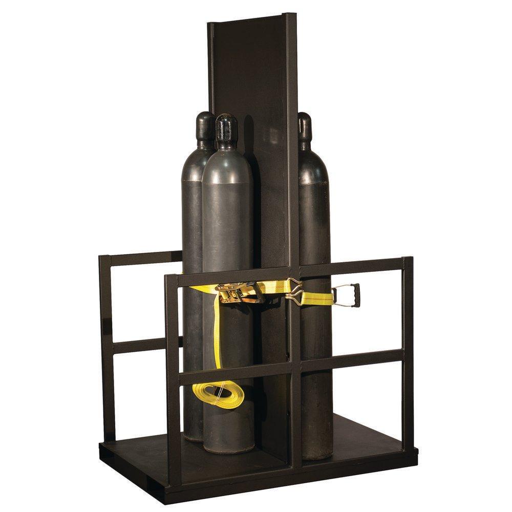 Steel (12) Gas Cylinder Forklift Pallet w/ Firewall - 4000lb Capacity 