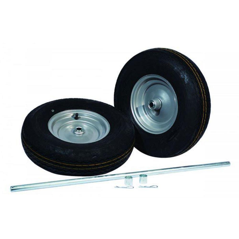 Replacement Set of (2) 16" Pneumatic Wheels and Axle Set for Double Cylinder Hand Trucks 