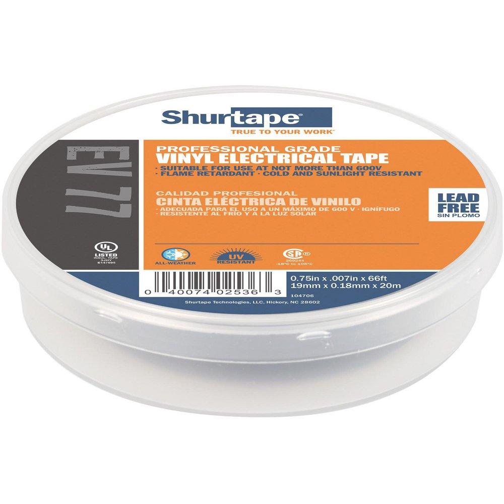 Shurtape EV 57 General Purpose Electrical Tape, UL Listed, WHITE, 7 mils,  3/4 in. x 66 ft. [10 Rolls]