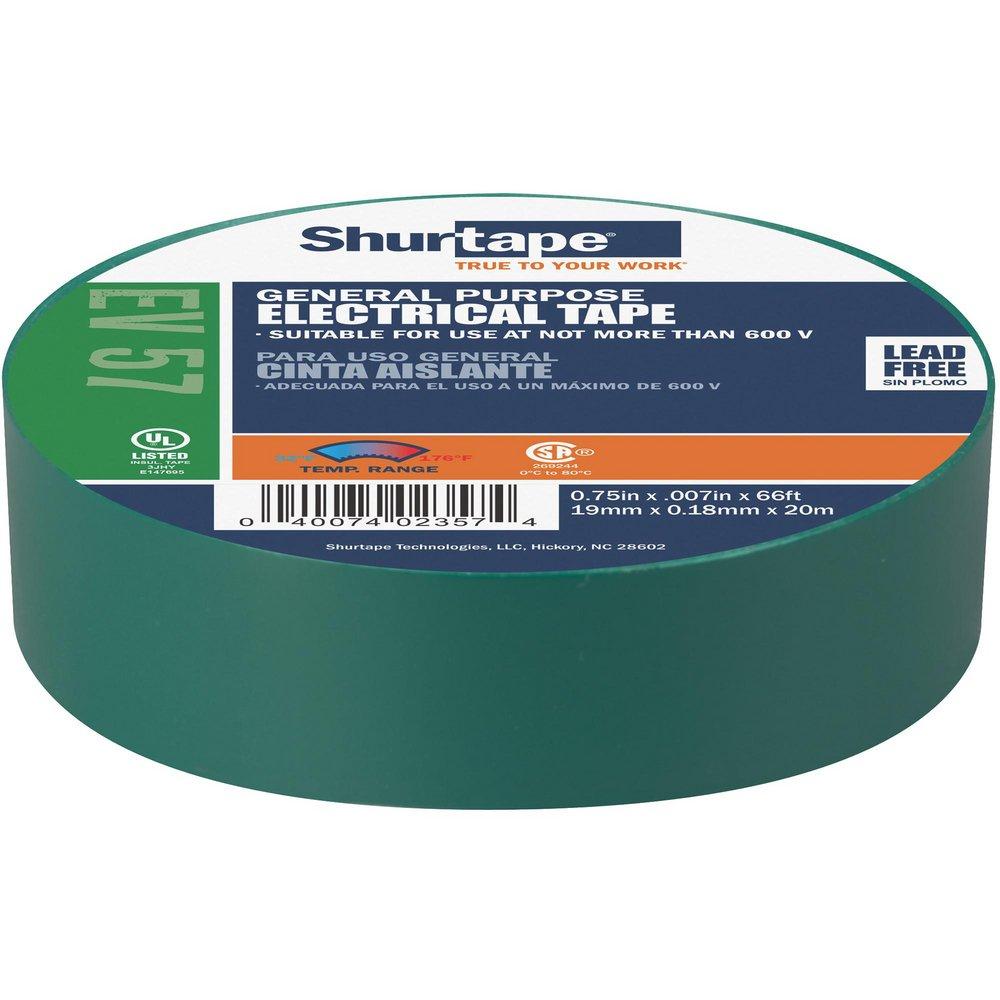 3/4 in x 66 ft Green General Purpose UL-Listed Electrical Tape 