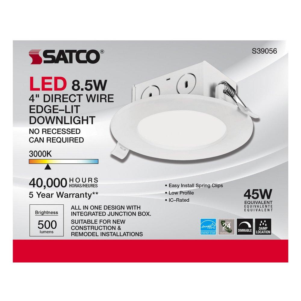 SATCO White 5 x 5 x 1-47/50 in. 8.5W Integrated LED Recessed Housing & Trim 