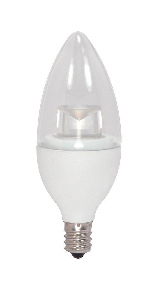 SATCO Clear/White Dimmable LED Candelabra E-12 Bulb 
