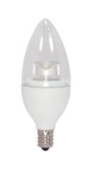 SATCO Clear/White Dimmable LED Candelabra E-12 Bulb 