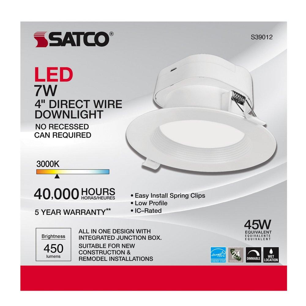 7 WATT LED DIRECT WIRE DOWNLIGHT; 3000K; 120 VOLT; DIMMABLE 