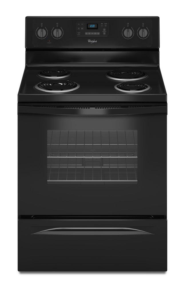 Whirlpool Black 29-7/8 in. Electric 4-Burner Coil Freestanding Range 