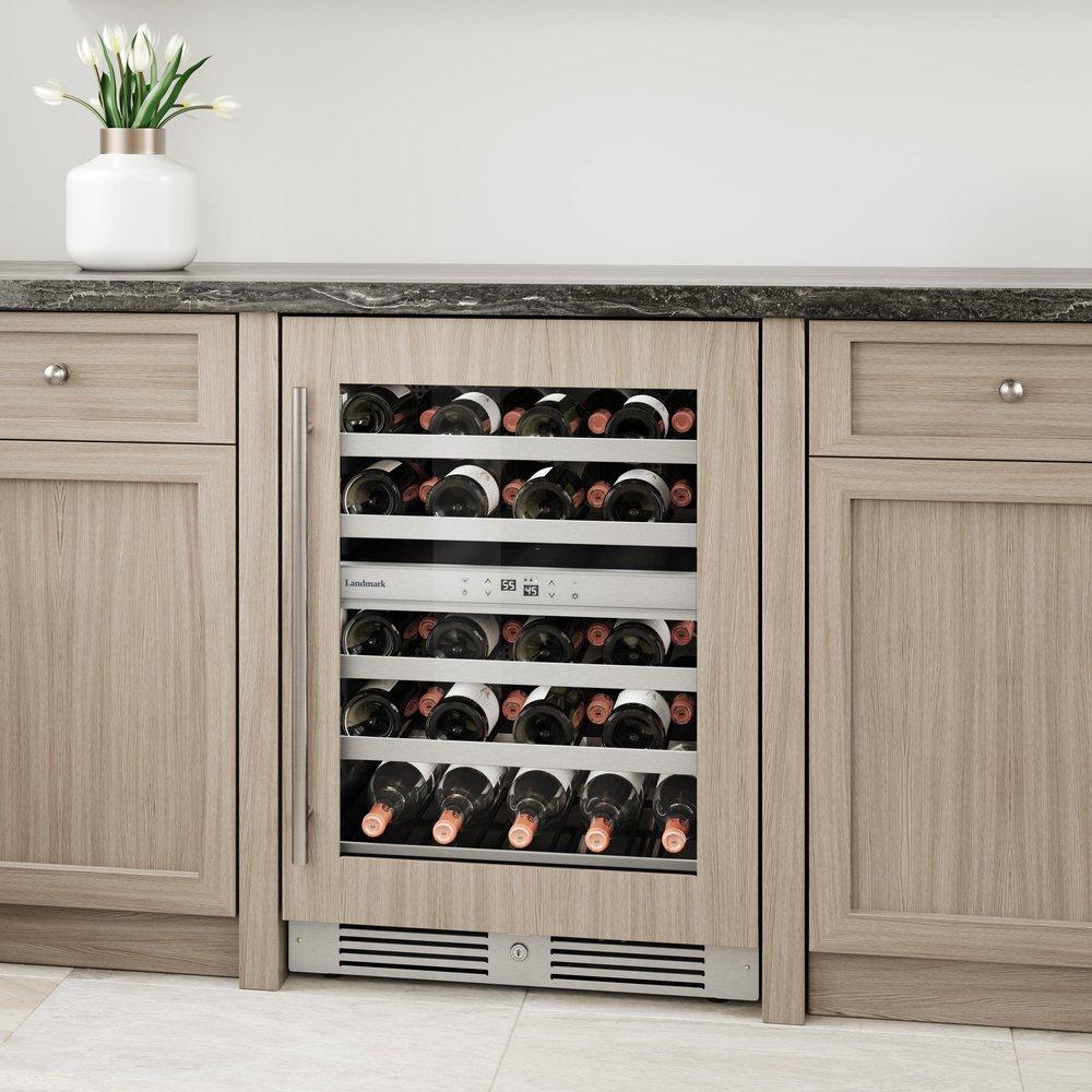 Landmark Panel Ready 24 in. 1.5A 4.76 cf Undercounter Dual Zone Wine Cooler with Right Hinge in Panel Ready 