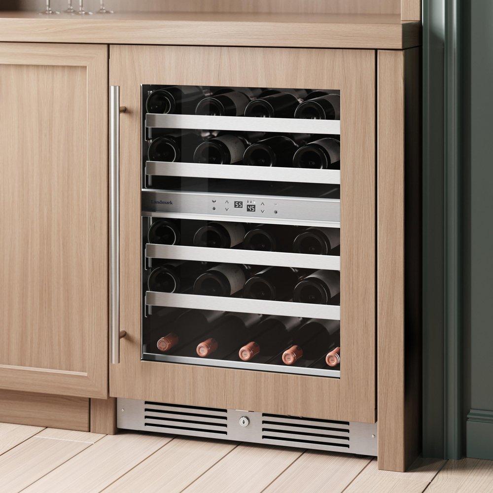 Landmark Panel Ready 24 in. 1.5A 4.76 cf Undercounter Dual Zone Wine Cooler with Right Hinge in Panel Ready 
