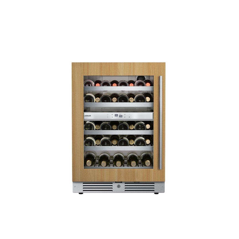 Landmark Panel Ready 24 in. 1.5A 4.76 cf Undercounter Dual Zone Wine Cooler with Right Hinge in Panel Ready 