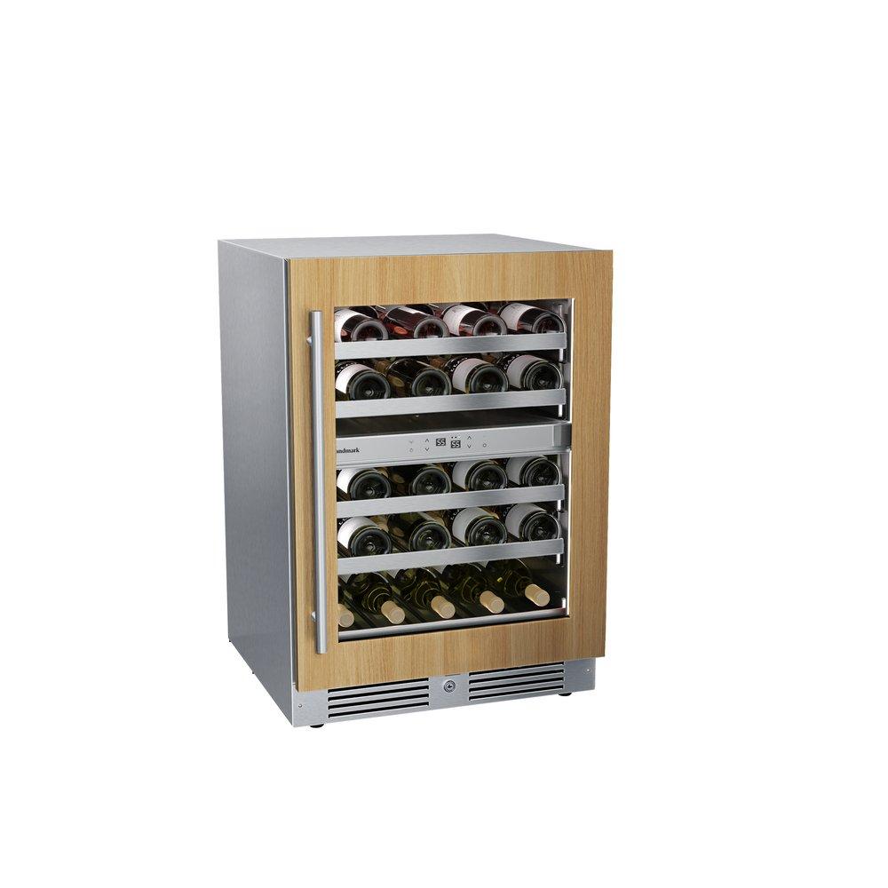 Landmark Panel Ready 24 in. 1.5A 4.76 cf Undercounter Dual Zone Wine Cooler with Right Hinge in Panel Ready 