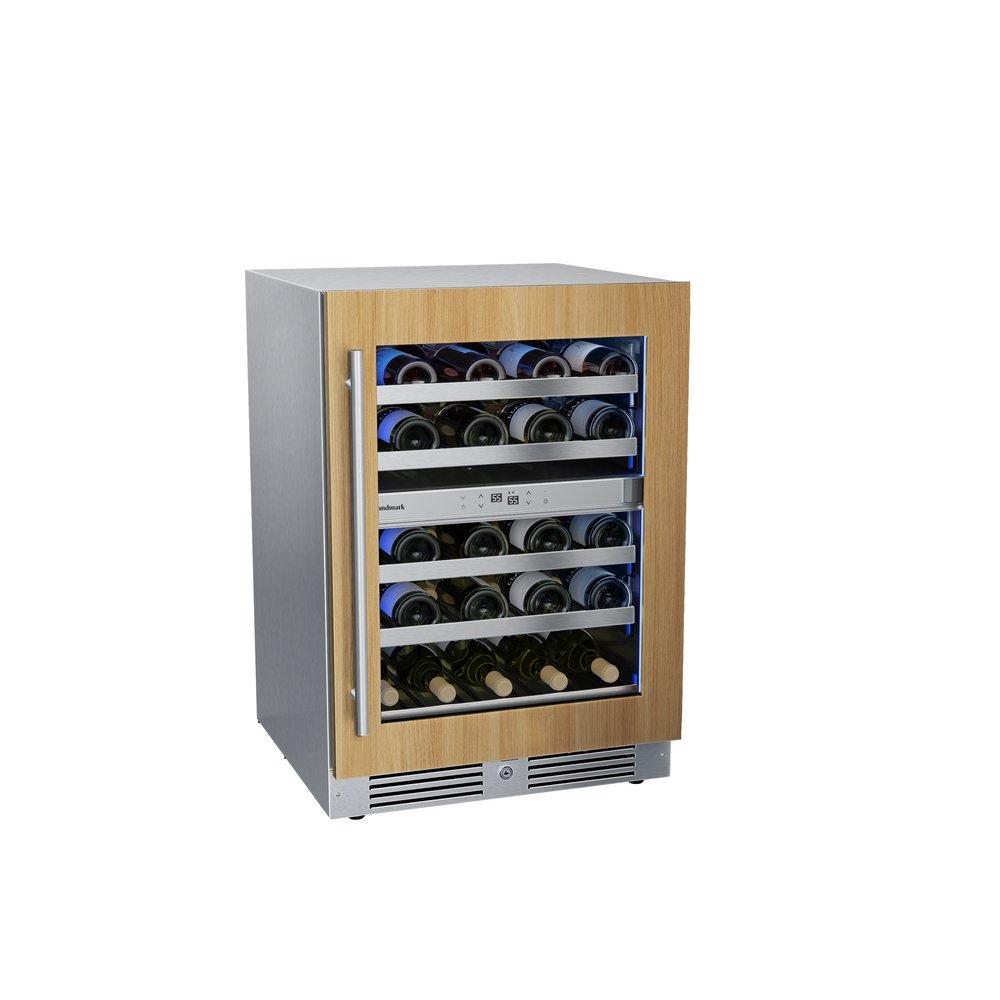 Landmark Panel Ready 24 in. 1.5A 4.76 cf Undercounter Dual Zone Wine Cooler with Right Hinge in Panel Ready 
