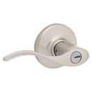 Metal Round Door Lever in Satin Nickel