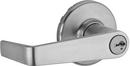 Keyed Push Button Lever with Smartkey in Satin Chrome