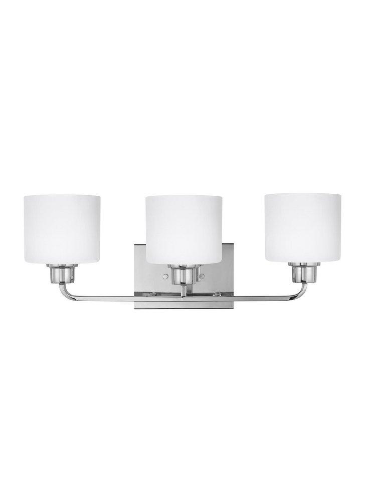 Visual Comfort & Co. Generation Lighting Chrome 100W 3-Light Medium E-26 Vanity Fixture 