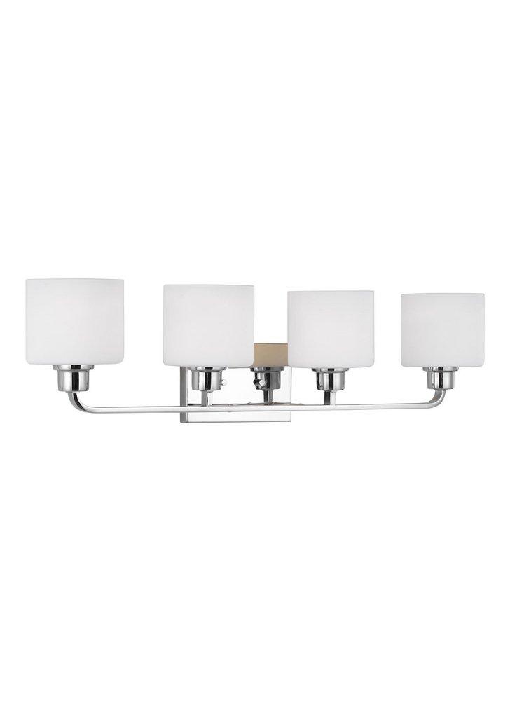 Visual Comfort & Co. Generation Lighting Chrome 100W 4-Light Medium E-26 Vanity Fixture 