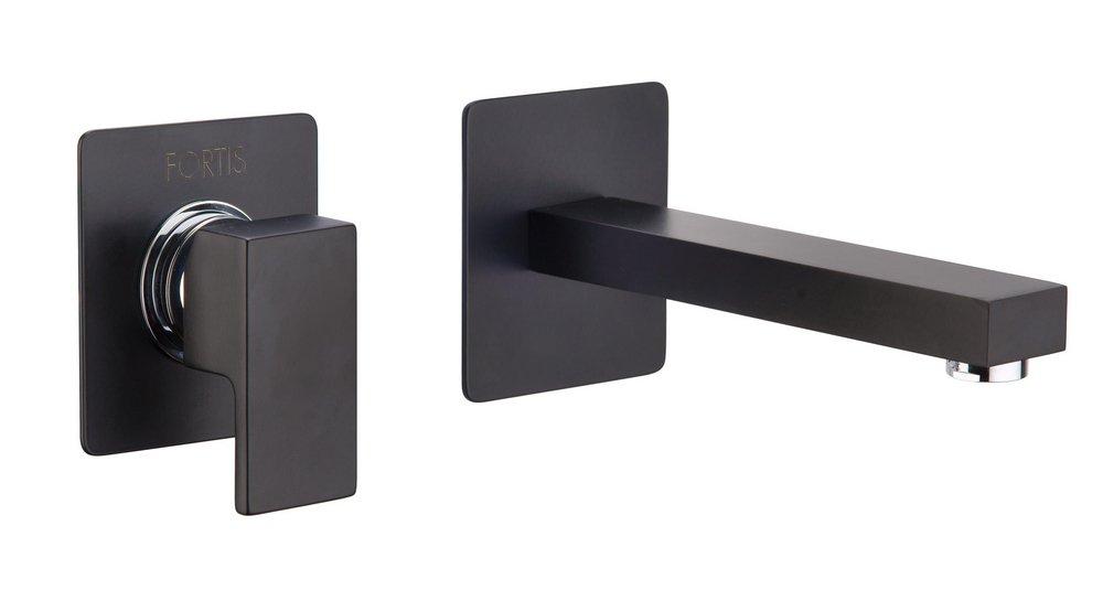 Fortis Brushed Black Single Handle Wall Mount Bathroom Sink Faucet Lever Handle 