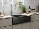 KOHLER Matte Black 35-11/16 x 21-3/16 in. Stone Composite Undermount Kicthen Sink 