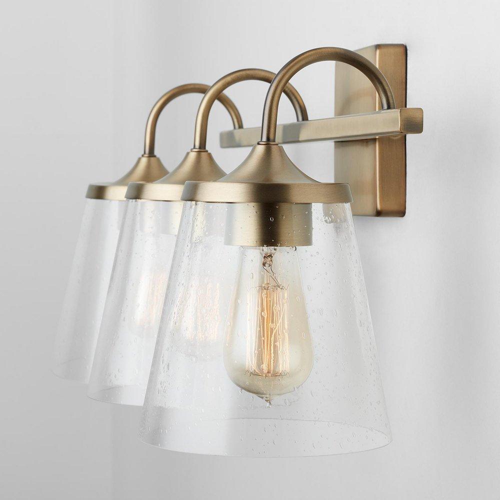 Capital Lighting Aged Brass 100W 3-Light Medium Vanity Fixture 