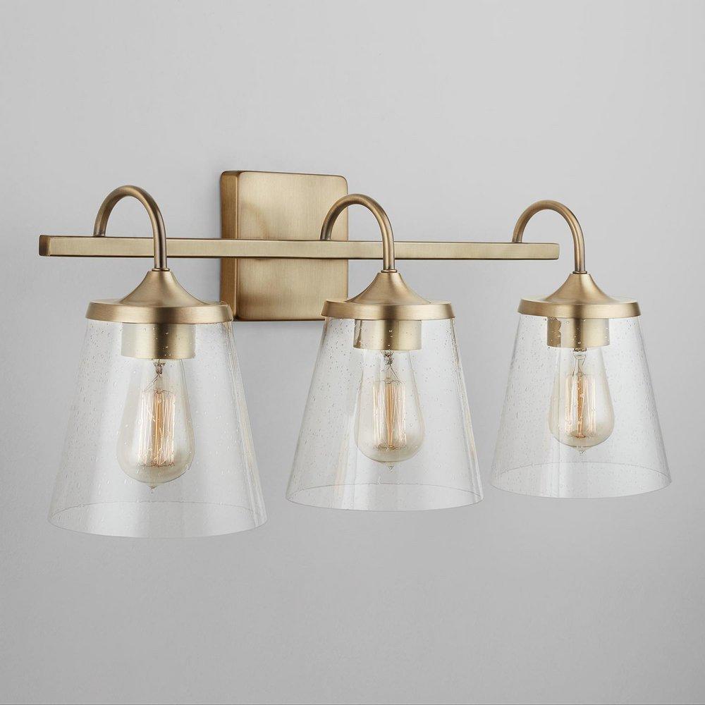 Capital Lighting Aged Brass 100W 3-Light Medium Vanity Fixture 