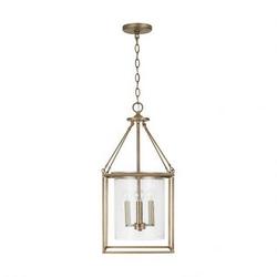 60W 4-Light Candelabra E-12 Incandescent Pendant in Aged Brass