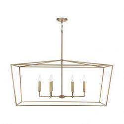 60W 6-Light Candelabra E-12 Pendant in Aged Brass