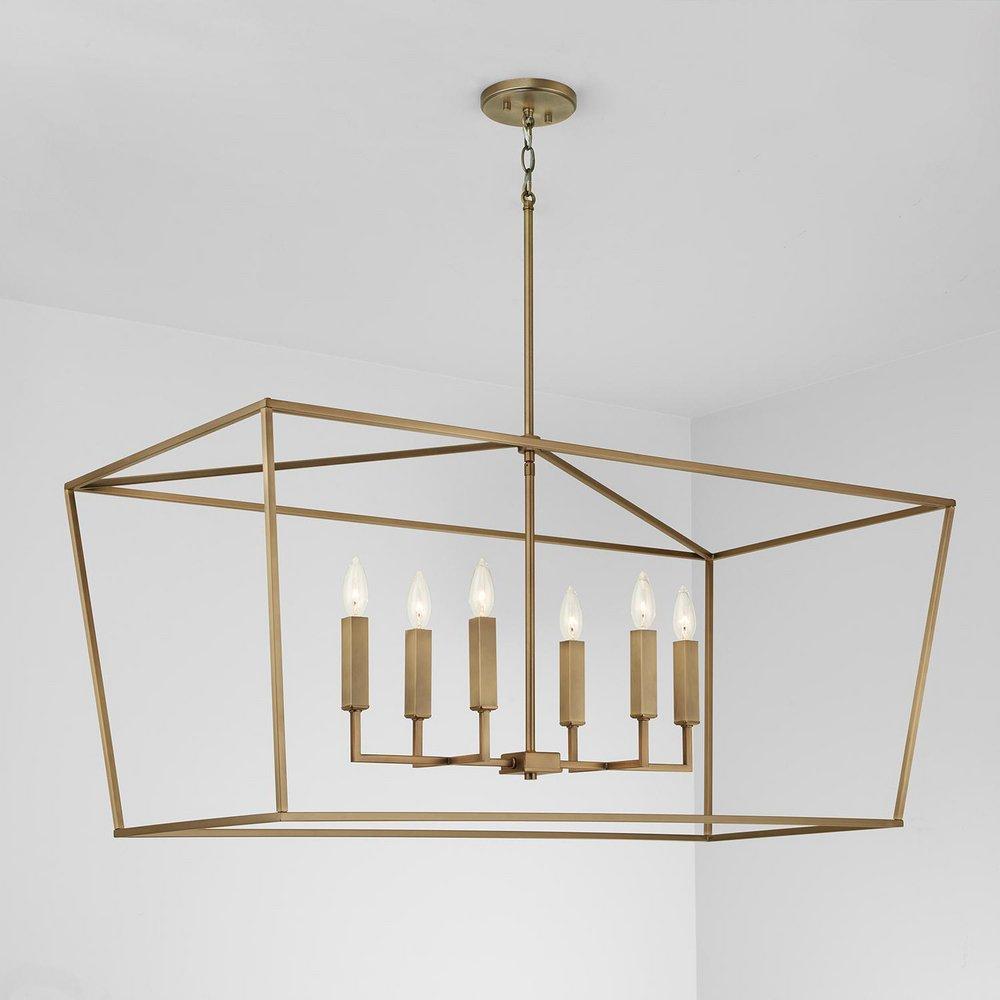 Capital Lighting Aged Brass 60W 6-Light Candelabra E-12 Pendant 