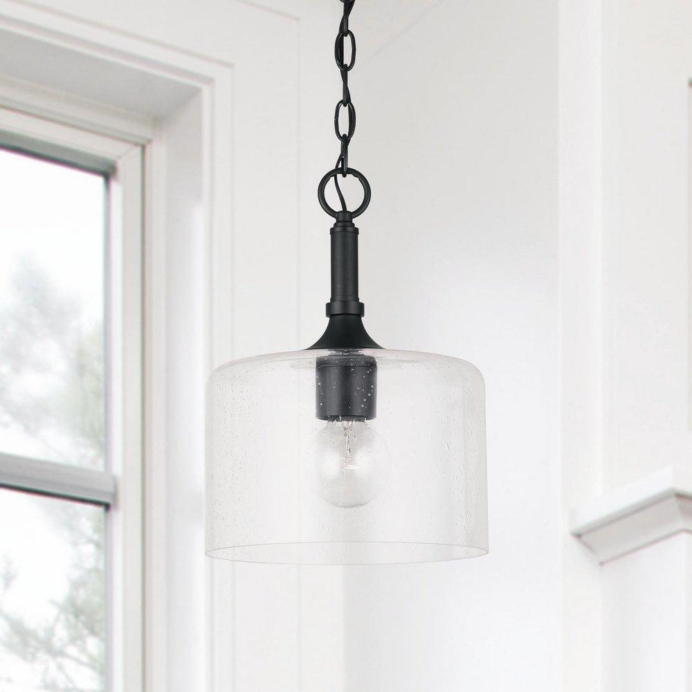 HomePlace by Capital Lighting Matte Black 100 W 1 Light Medium E-26 Incandescent Pendant 