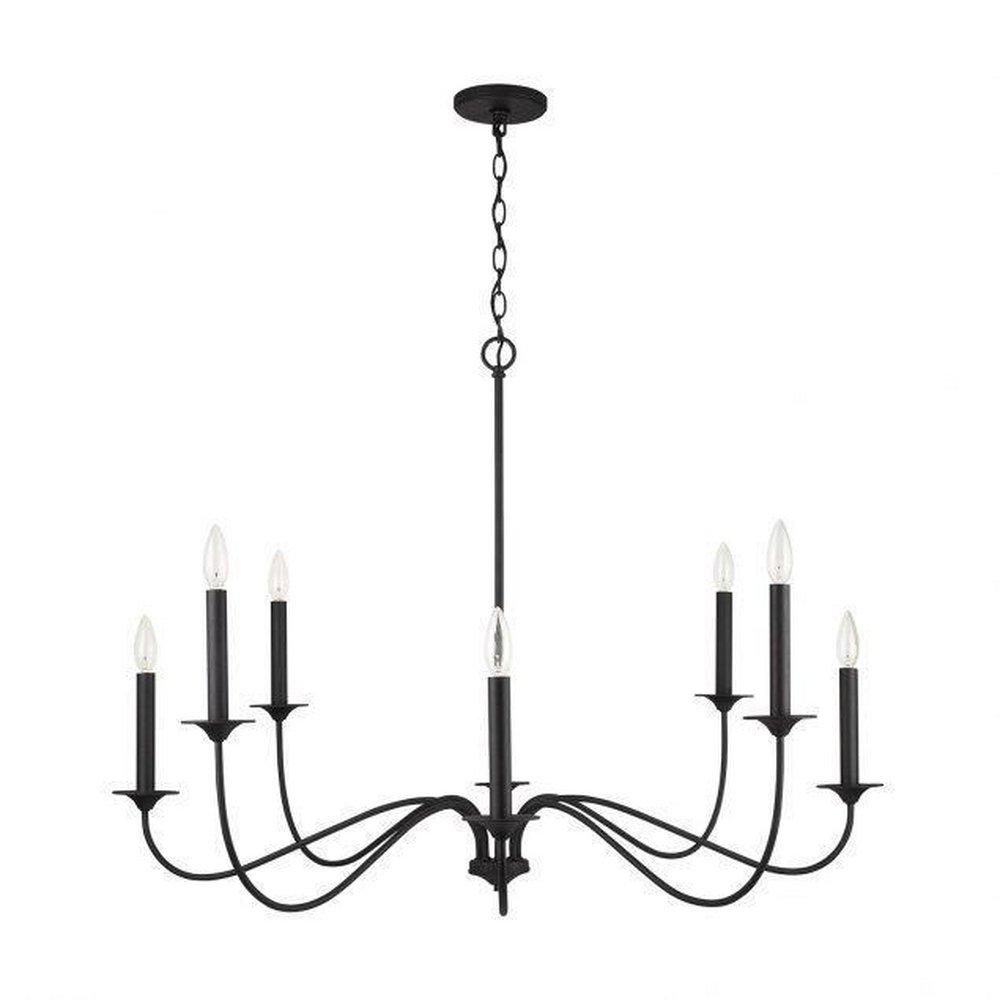 Capital Lighting Black Iron 155-1/2 x 40 in. 480W 1-Tier 8-Light Incandescent Traditional and Transitional Chandelier 