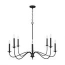 155-1/2 x 40 in. 480W 1-Tier 8-Light Incandescent Traditional and Transitional Chandelier in Black Iron