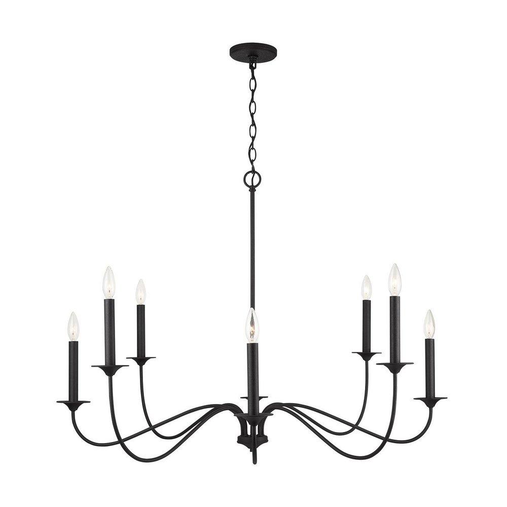 Capital Lighting Black Iron 155-1/2 x 40 in. 480W 1-Tier 8-Light Incandescent Traditional and Transitional Chandelier 