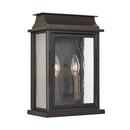 60W 2-Light 13-3/4 in. Outdoor Wall Sconce in Oiled Bronze