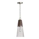 100W 1-Light Medium E-26 Incandescent Pendant Light in Black Wash with Matte Nickel