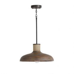 100W 1-Light Medium E-26 Incandescent Pendant in Grey Wash with Iron Silk
