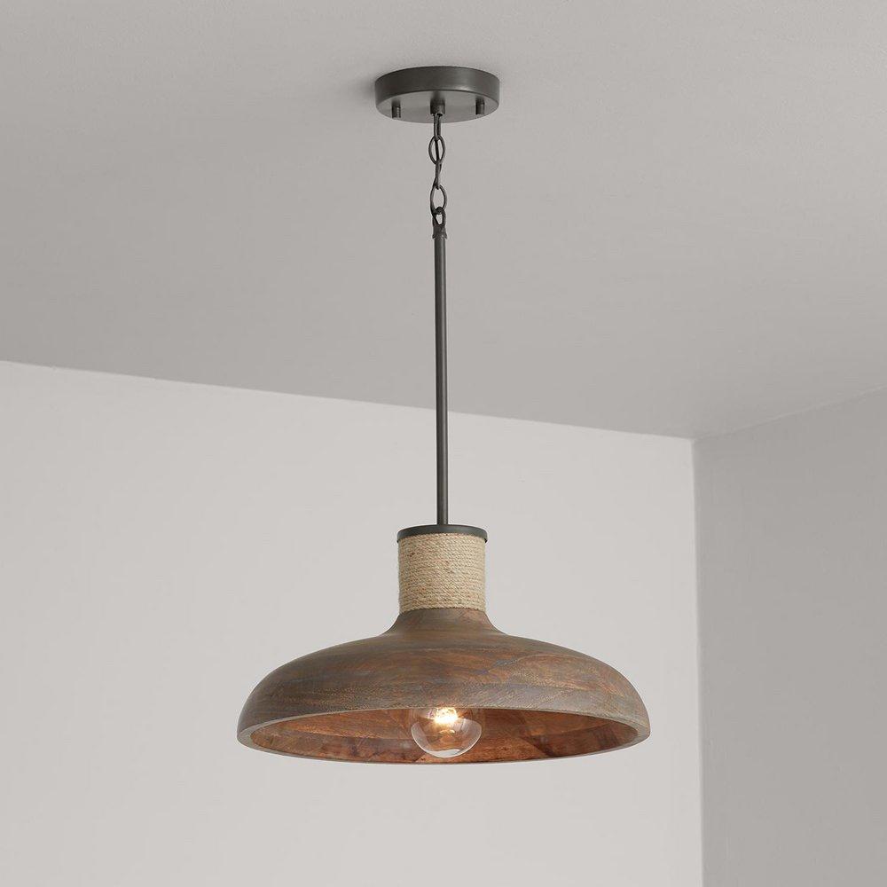 Capital Lighting Grey Wash/Iron Silk 100W 1-Light Medium E-26 Incandescent Pendant 