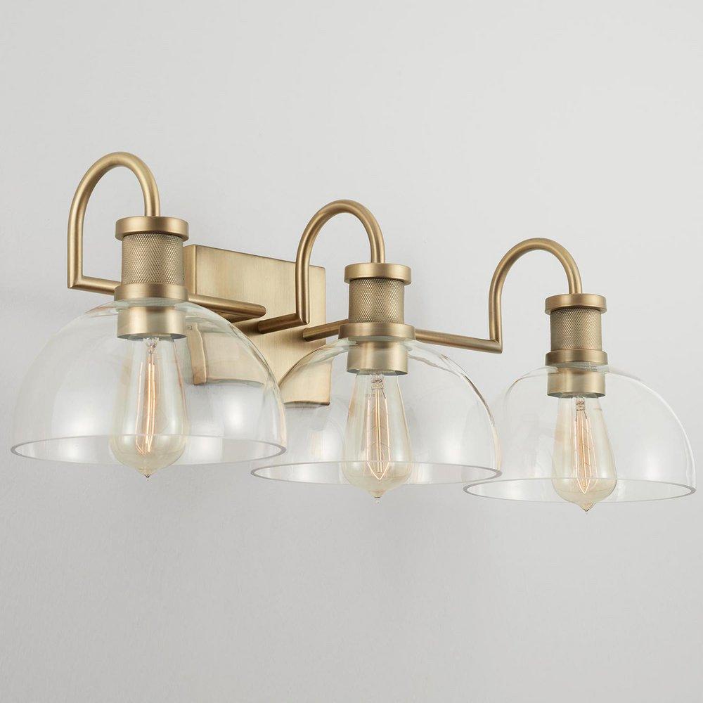 Capital Lighting Aged Brass 100W 3-Light Medium Vanity Fixture 