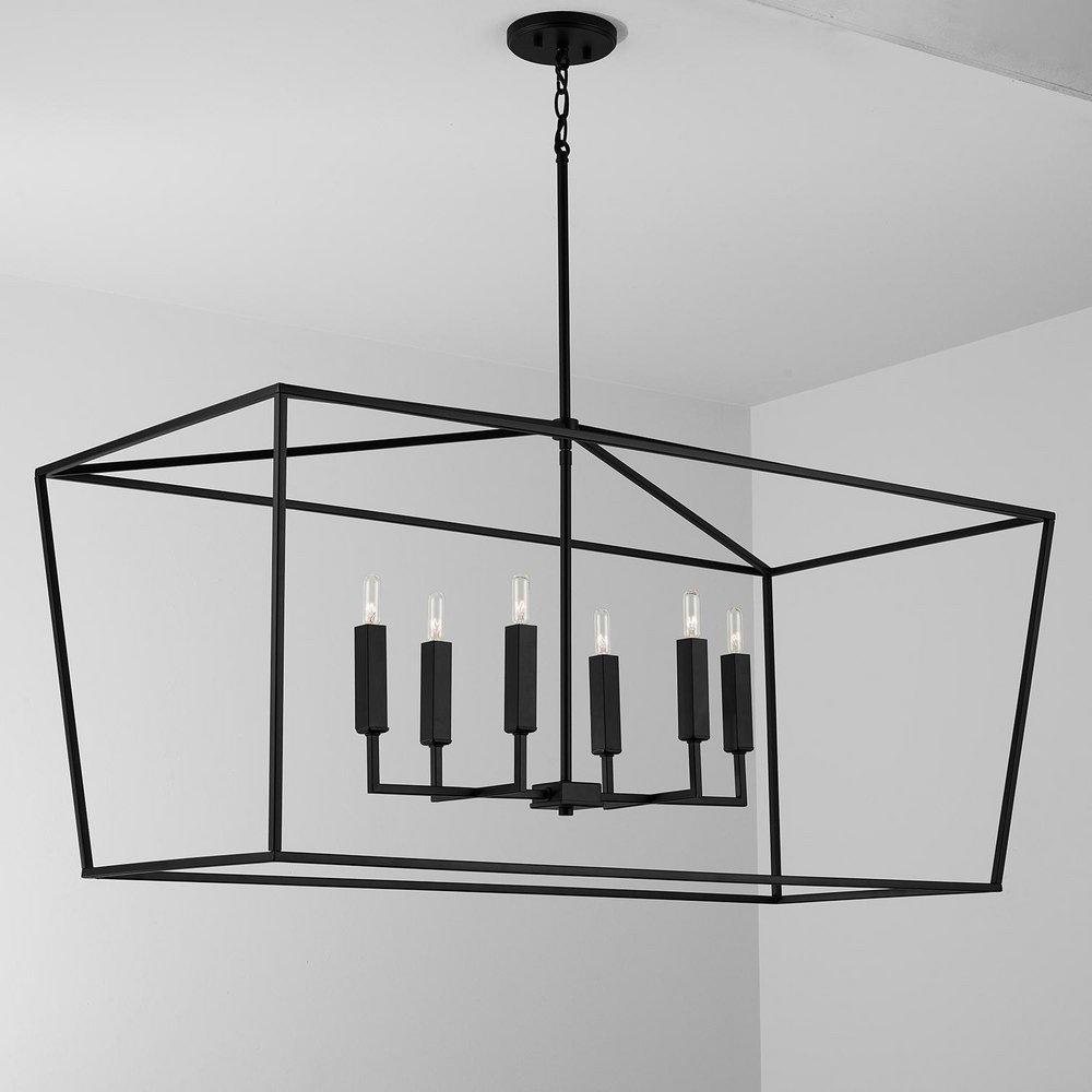 Capital Lighting Matte Black 60W 6-Light Candelabra E-12 Pendant 