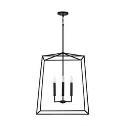 60W 4-Light Candelabra E-12 Foyer Lighting in Matte Black
