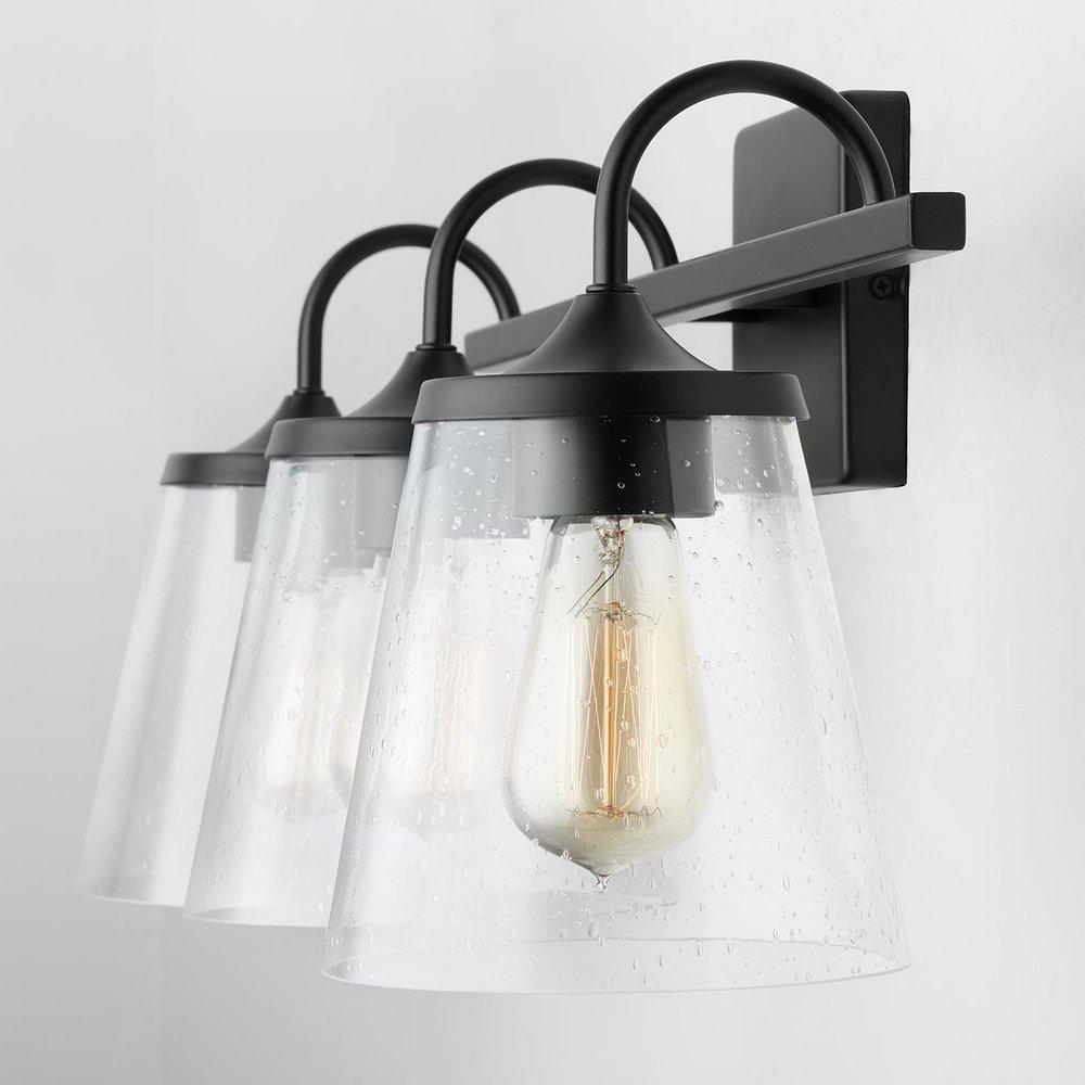 Capital Lighting Matte Black 100W 3-Light Medium Vanity Fixture 