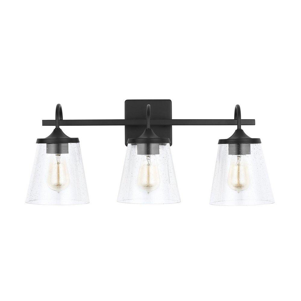 Capital Lighting Matte Black 100W 3-Light Medium Vanity Fixture 