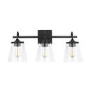 Capital Lighting Matte Black 100W 3-Light Medium Vanity Fixture 
