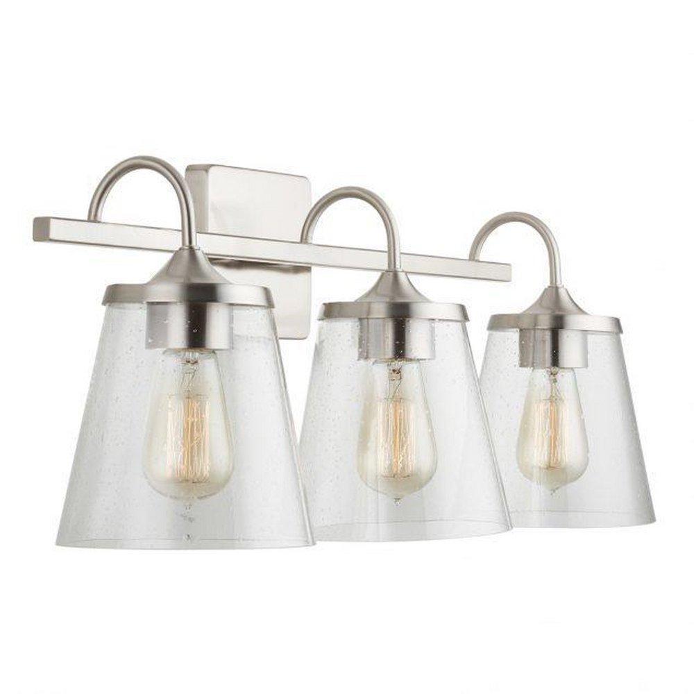 Capital Lighting Brushed Nickel 100W 3-Light Medium Vanity Fixture 