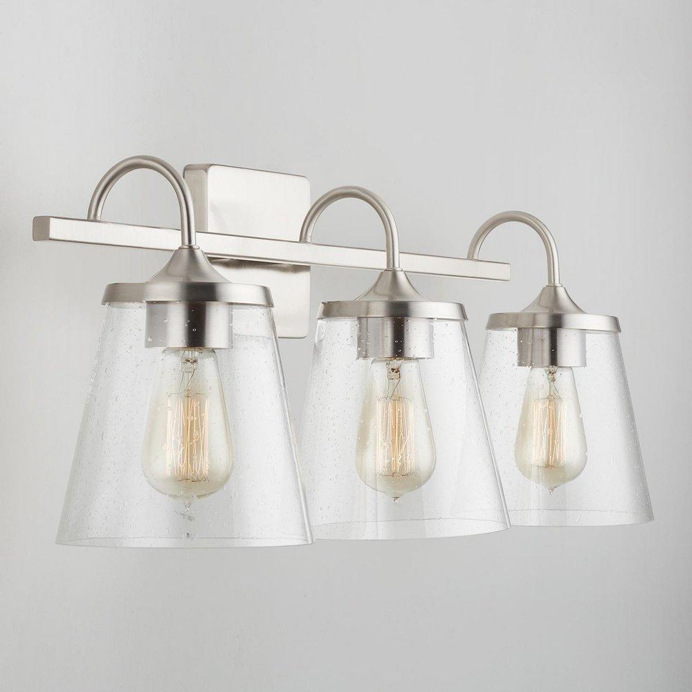 Capital Lighting Brushed Nickel 100W 3-Light Medium Vanity Fixture 