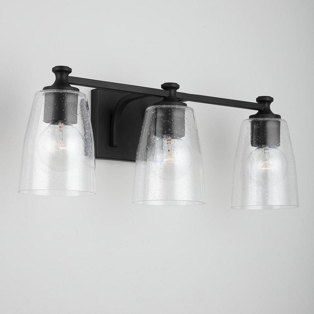 HomePlace by Capital Lighting Matte Black 100W 3-Light Medium Vanity Fixture 