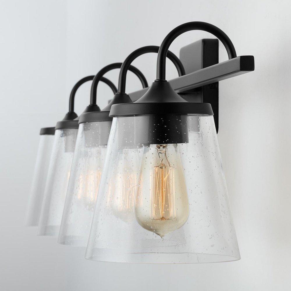 Capital Lighting Matte Black 100W 4-Light Medium Vanity Fixture 