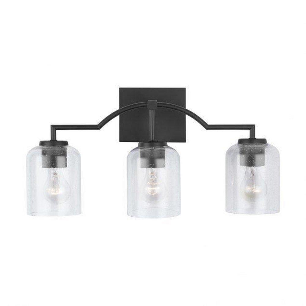 HomePlace by Capital Lighting Matte Black 100W 3-Light Medium Vanity Fixture 